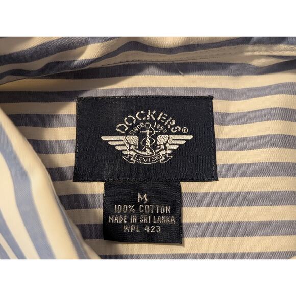 Docker's Dusty Blue Striped 100% Cotton Button Up Shirt Ladies' Sz M - Picture 3 of 9